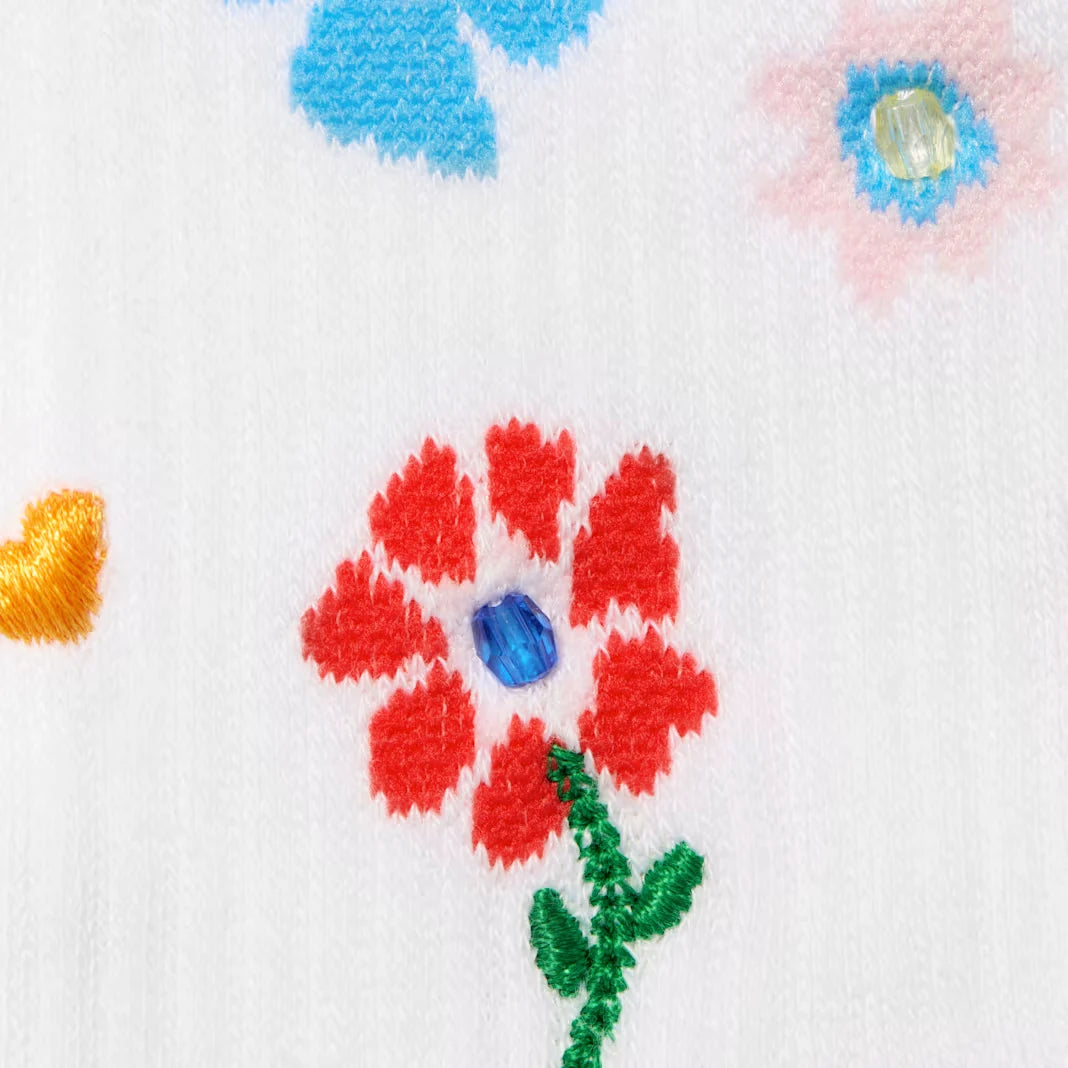 Bombas x Susan Alexandra Floral Embroidered Half Calf Socks - US 6324