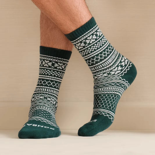 Men's Fair Isle Half Calf Sock 2-Pack Ornament Gift Box - US 2267