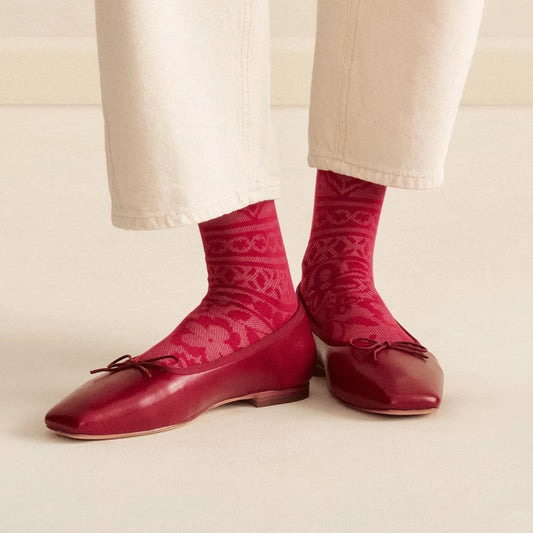 Women’s Floral Lace Half Calf Socks - US 5220