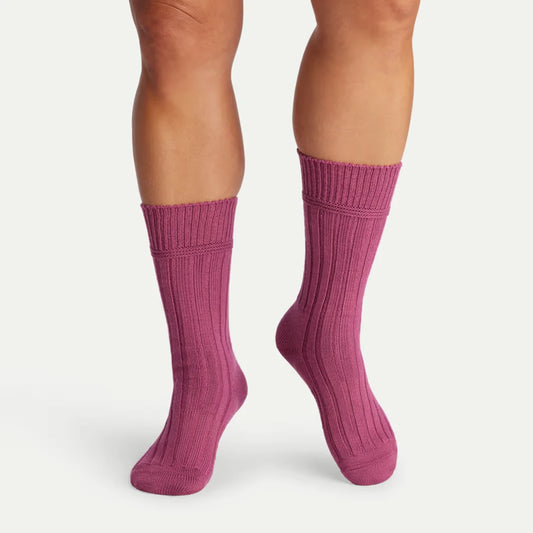 Women's Merino Cashmere Blend Rib Calf Socks - US 0810