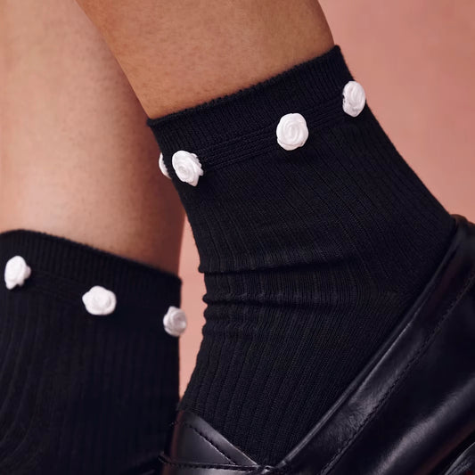Women's Rosette True Rib Quarter Socks - US 1225