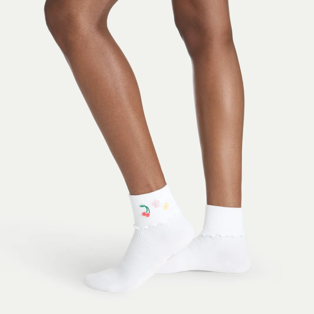 Bombas x Susan Alexandra Embellished Ruffle Rib Quarter Sock 2-Pack - US 3017