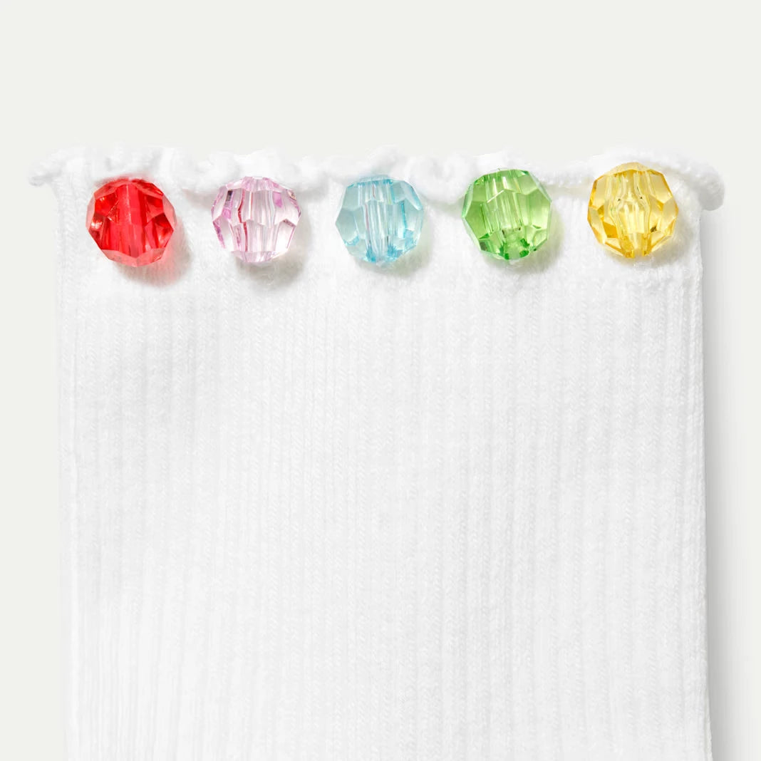 Bombas x Susan Alexandra Embellished Ruffle Rib Quarter Socks - US 8213