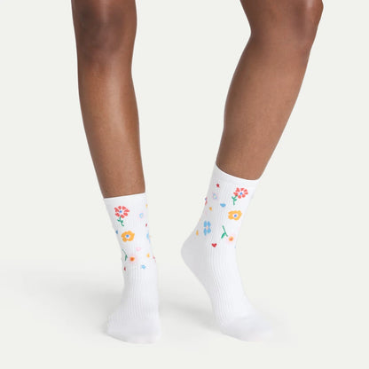 Bombas x Susan Alexandra Floral Embroidered Half Calf Socks - US 6324