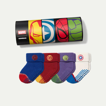 Marvel | Bombas Baby Gripper Sock 4-Pack Gift Box (6–12 Months) - US 1529