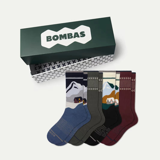 Men's Merino Wool Blend Calf Sock 4-Pack Gift Box - US 2639