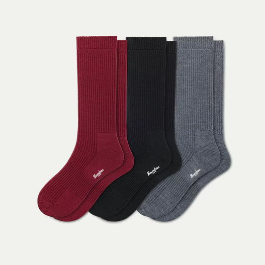 Men's Merino Cashmere Blend Fine Rib Calf Sock 3-Pack - US 9013