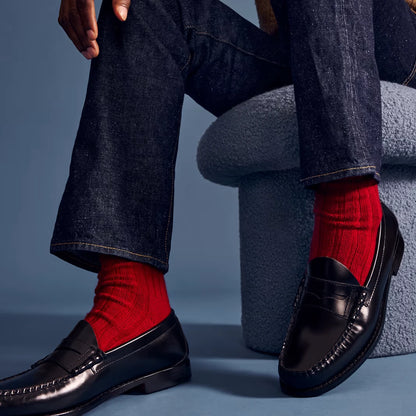 Men's Merino Cashmere Blend Rib Calf Socks - US 7513