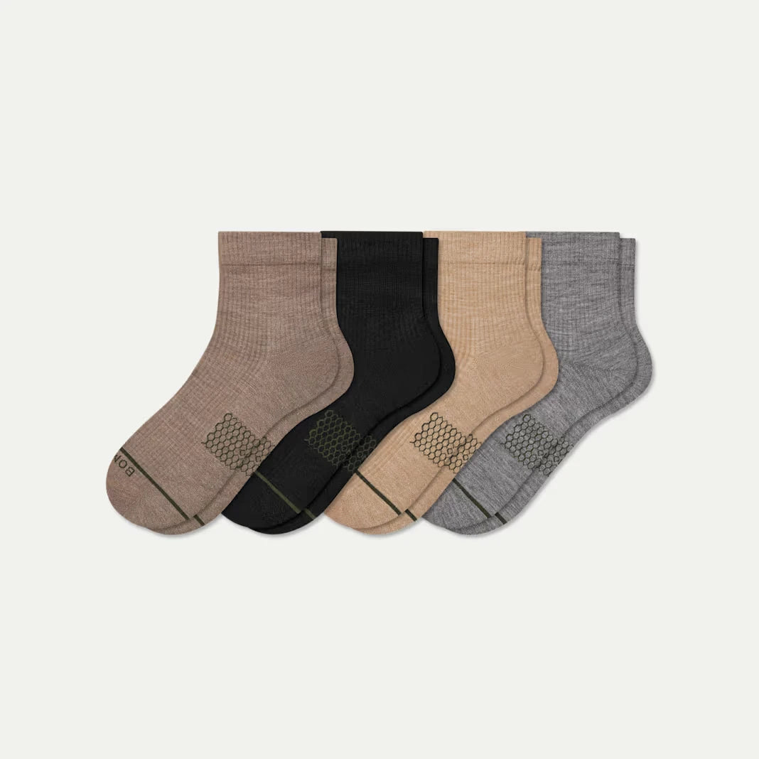 Men's Merino Wool Blend Modern Rib Quarter Sock 4-Pack - US 7769