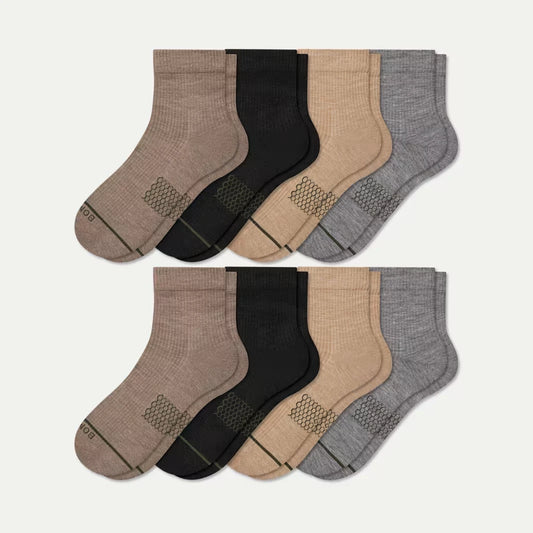 Men's Merino Wool Blend Modern Rib Quarter Sock 8-Pack - US 4188