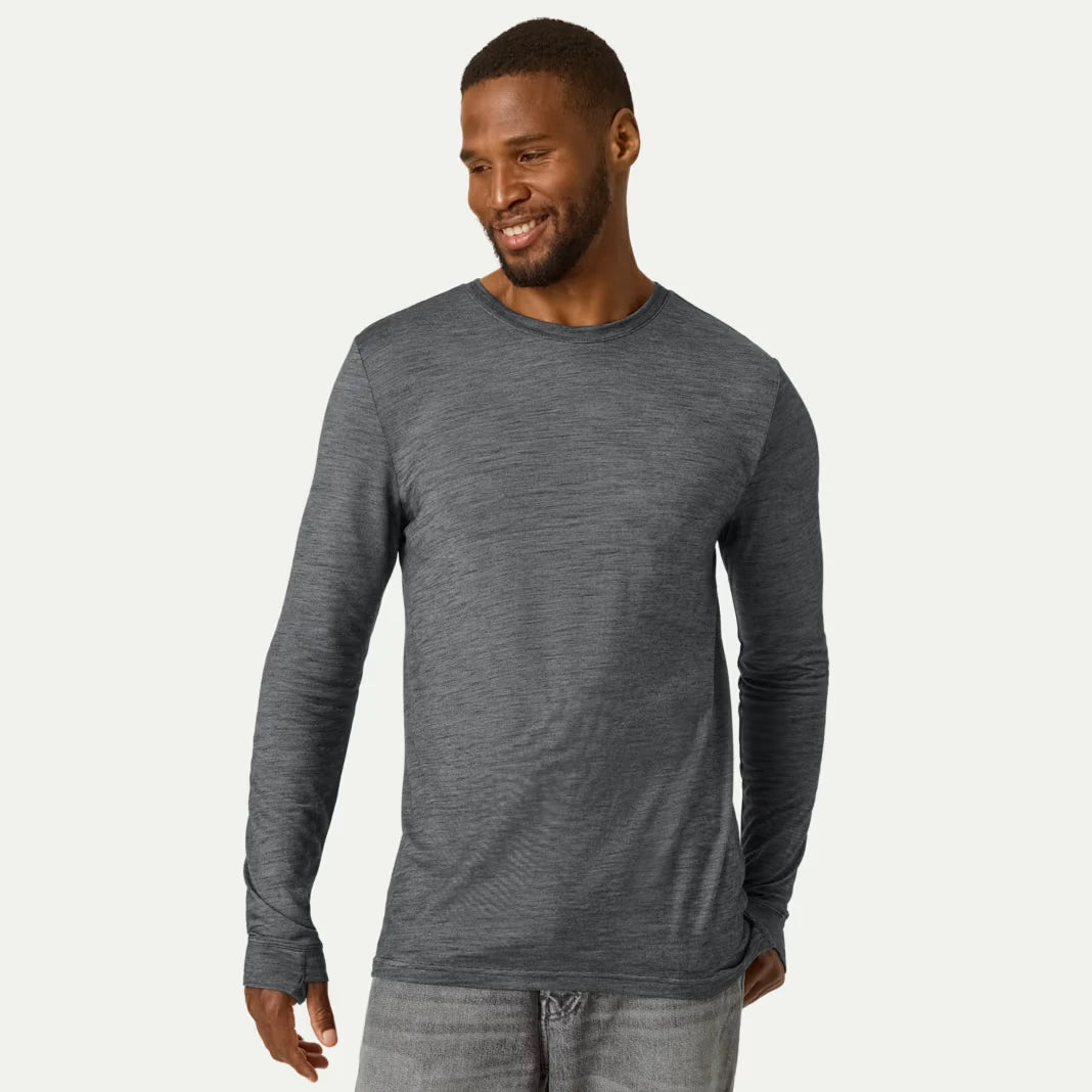 Men's Merino Wool Blend Crew Neck Long Sleeve T-Shirt 3-Pack - US 7081