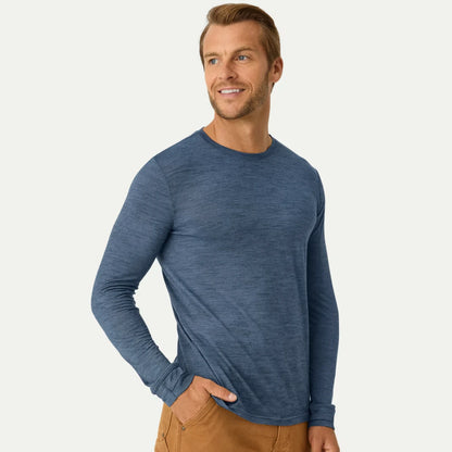 Men's Merino Wool Blend Crew Neck Long Sleeve T-Shirt - US 1922