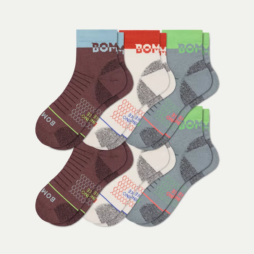 Men's Merino Wool Blend Hiking Quarter Sock 6-Pack - US 2480