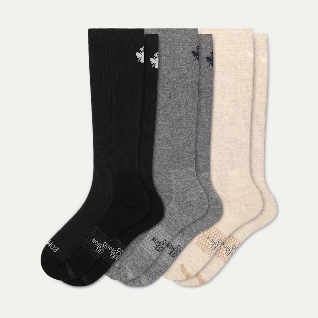 Women's Travel Compression Knee High Sock 3-Pack (15-20mmHg) - US 4563