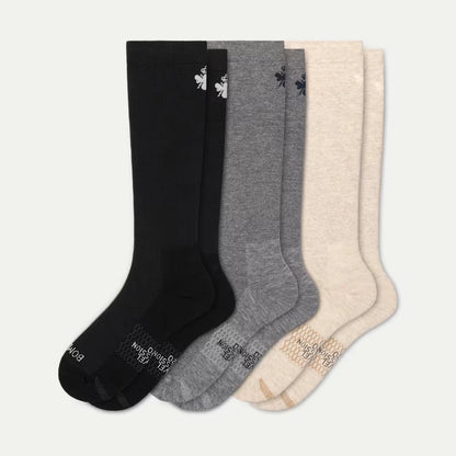 Women's Travel Compression Knee High Sock 3-Pack (15-20mmHg) - US 4563