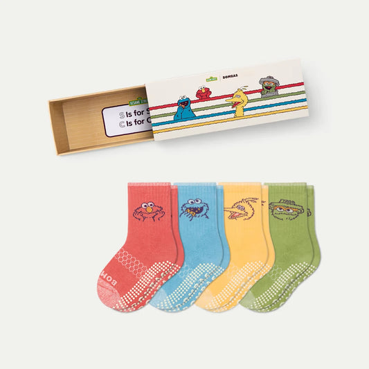 Sesame Street | Bombas Junior Gripper Calf Sock 4-Pack Gift Box - US 8687