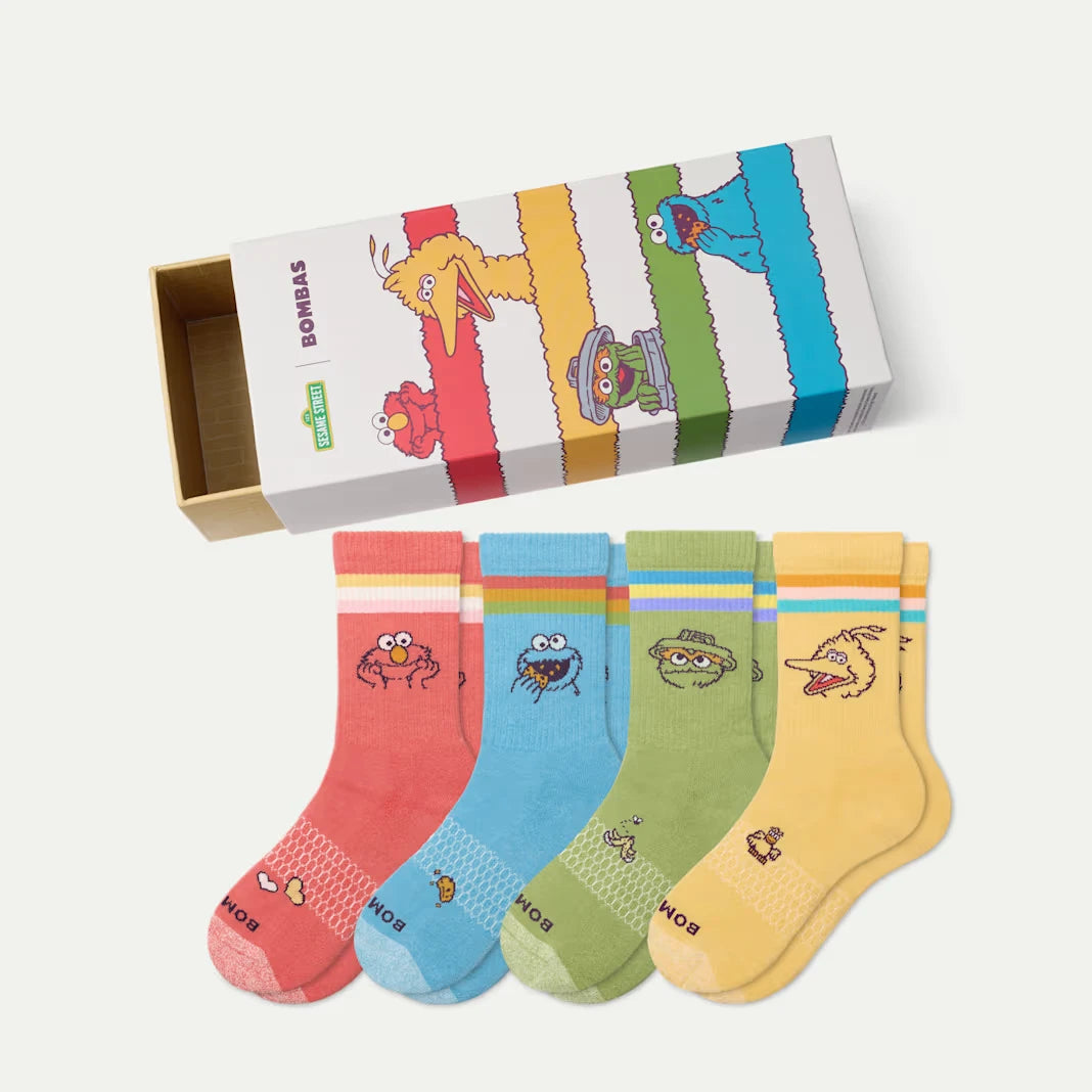 Sesame Street | Bombas Youth Calf Sock 4-Pack Gift Box - US 7811