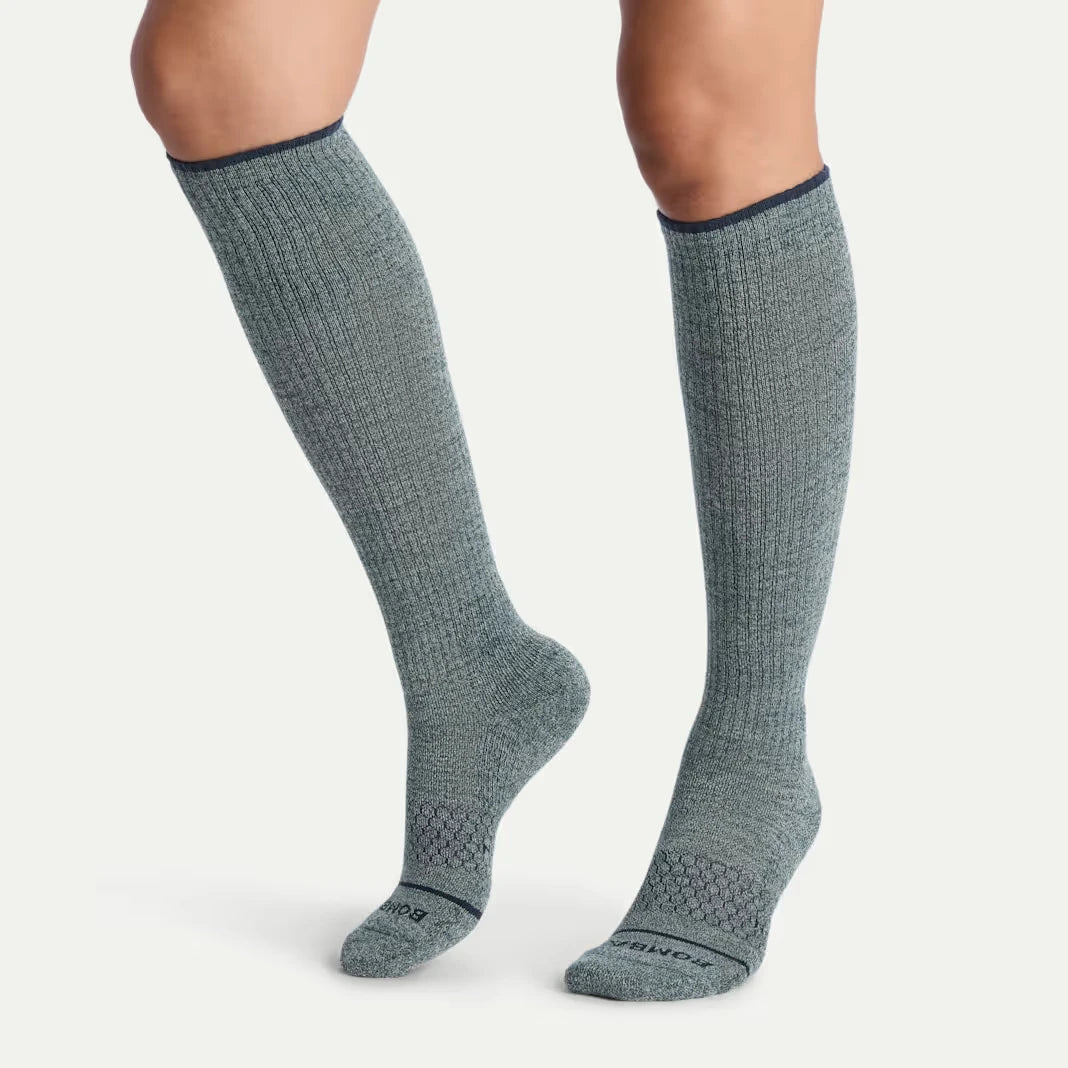 Women's Merino Wool Blend Everyday Compression Knee High Socks (15-20mmHg) - US 6274
