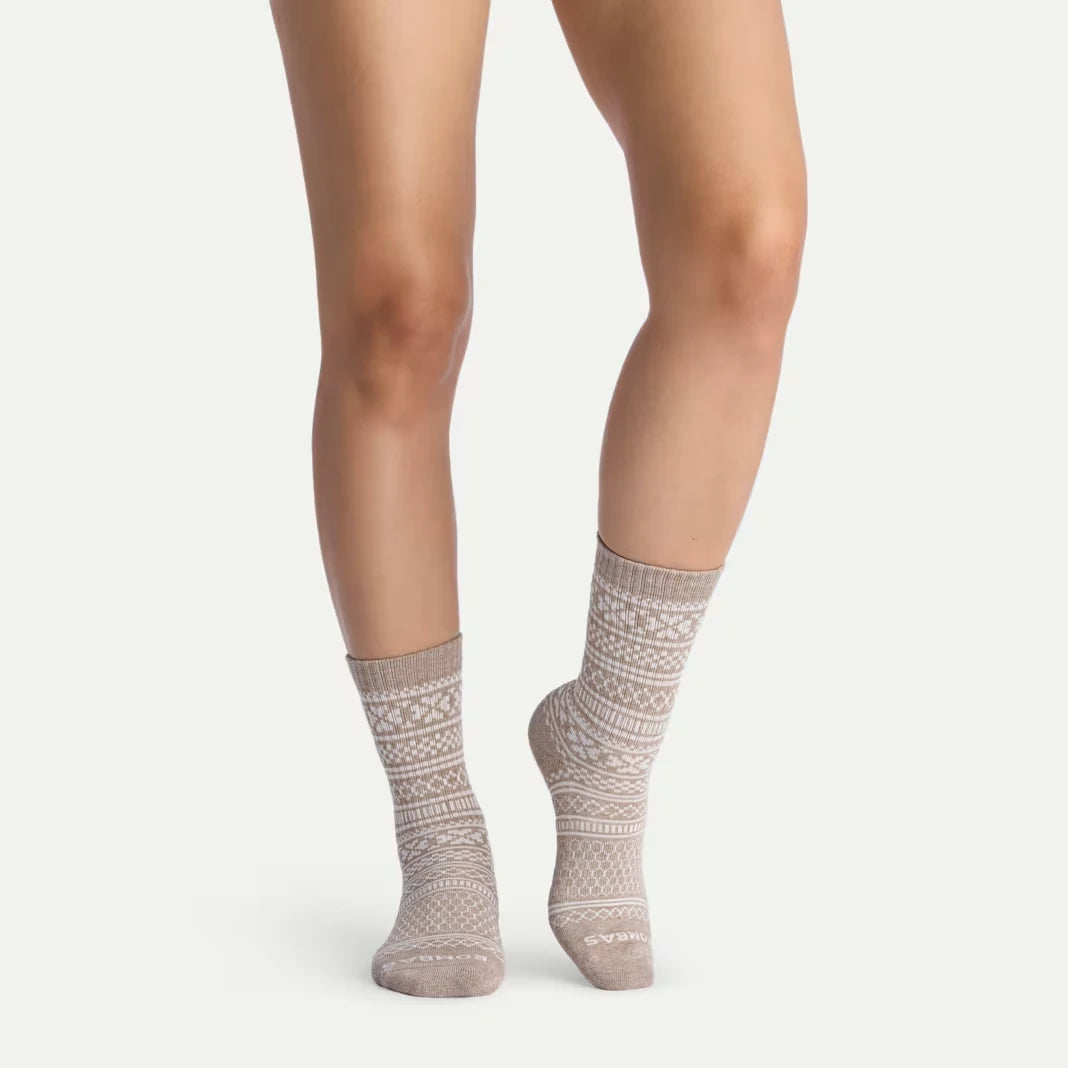 Women's Fair Isle Half Calf Sock 2-Pack Ornament Gift Box - US 4758
