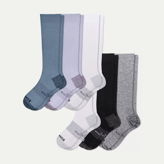 Women's Medical Grade Compression Knee High Sock 6-Pack (20-30mmHg) - US 4045