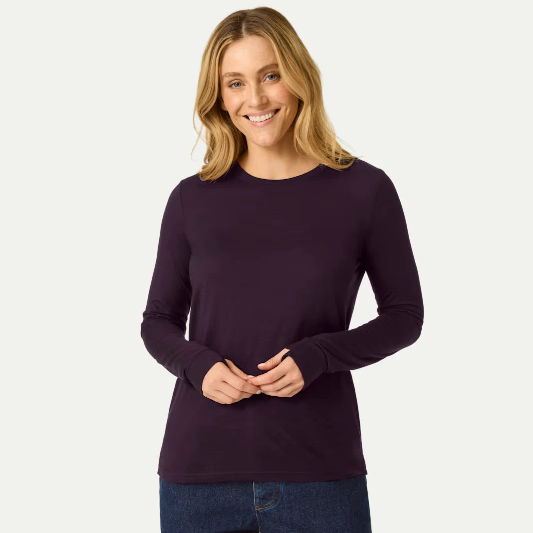Women's Merino Wool Blend Crew Neck Long Sleeve T-Shirt 3-Pack - US 4865