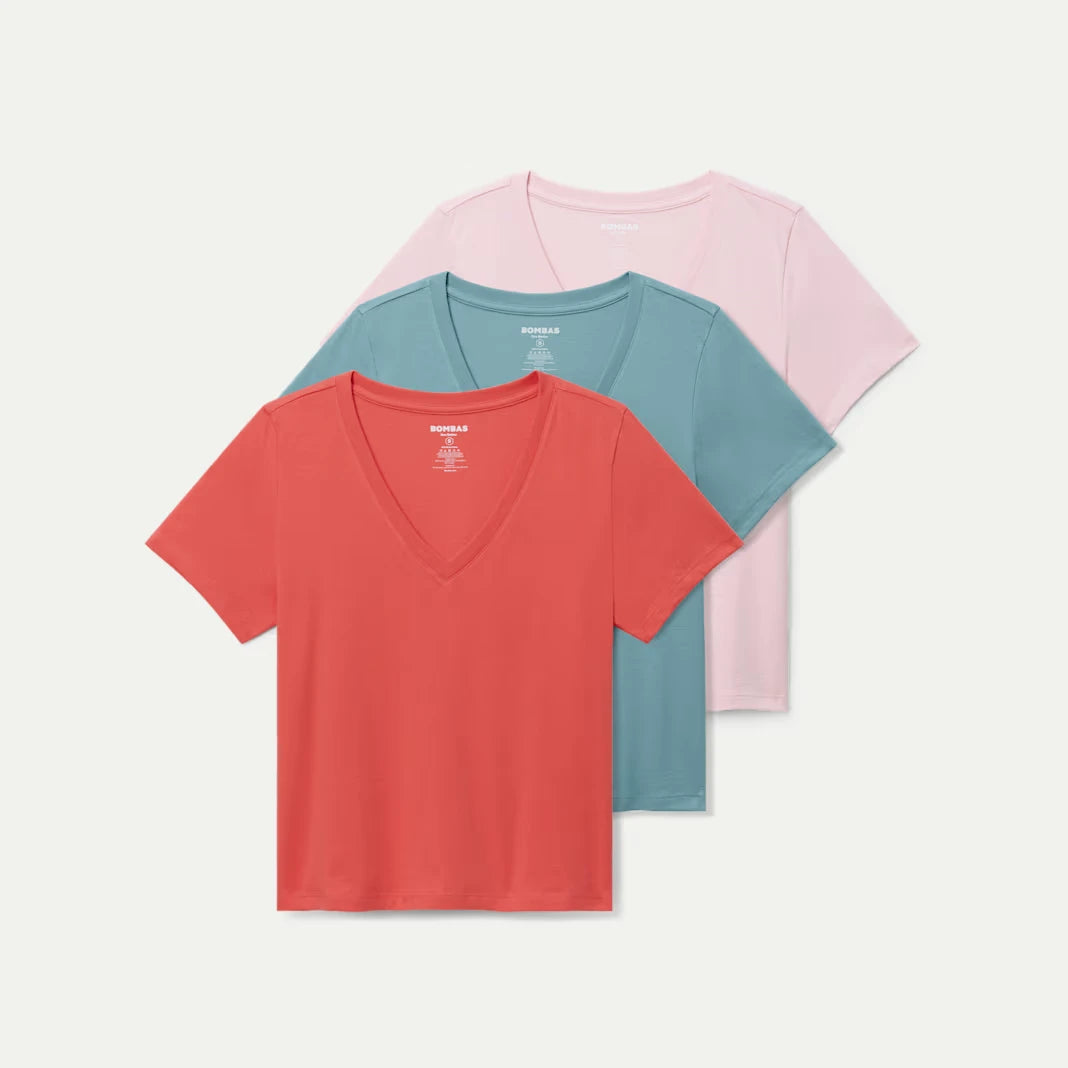 Women's Pima Cotton V-Neck T-Shirt 3-Pack - US 4239