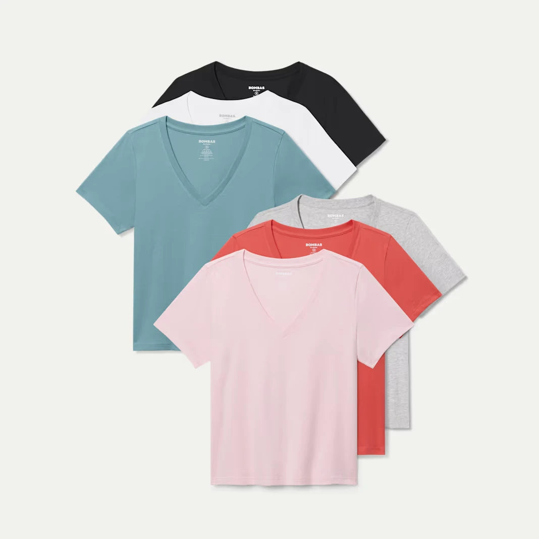 Women's Pima Cotton V-Neck T-Shirt 6-Pack - US 2767