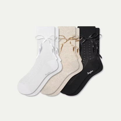 Women’s Pointelle Bow Half Calf Sock 3-Pack - US 9917