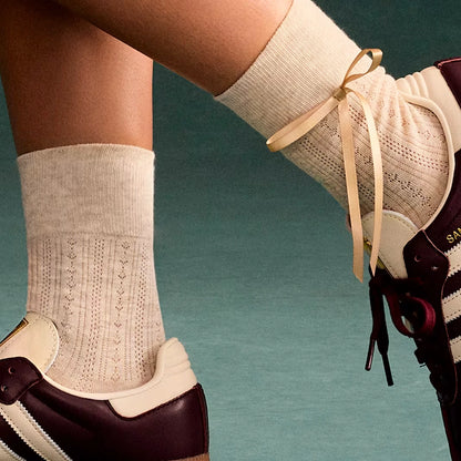 Women’s Pointelle Bow Half Calf Sock 3-Pack - US 9917