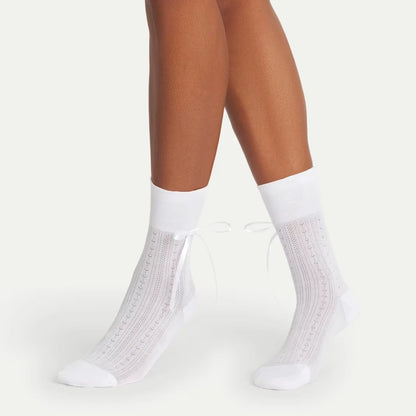 Women’s Pointelle Bow Half Calf Sock 3-Pack - US 9917