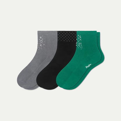 Women’s Rhinestone Rib Quarter Sock 3-Pack - US 3139