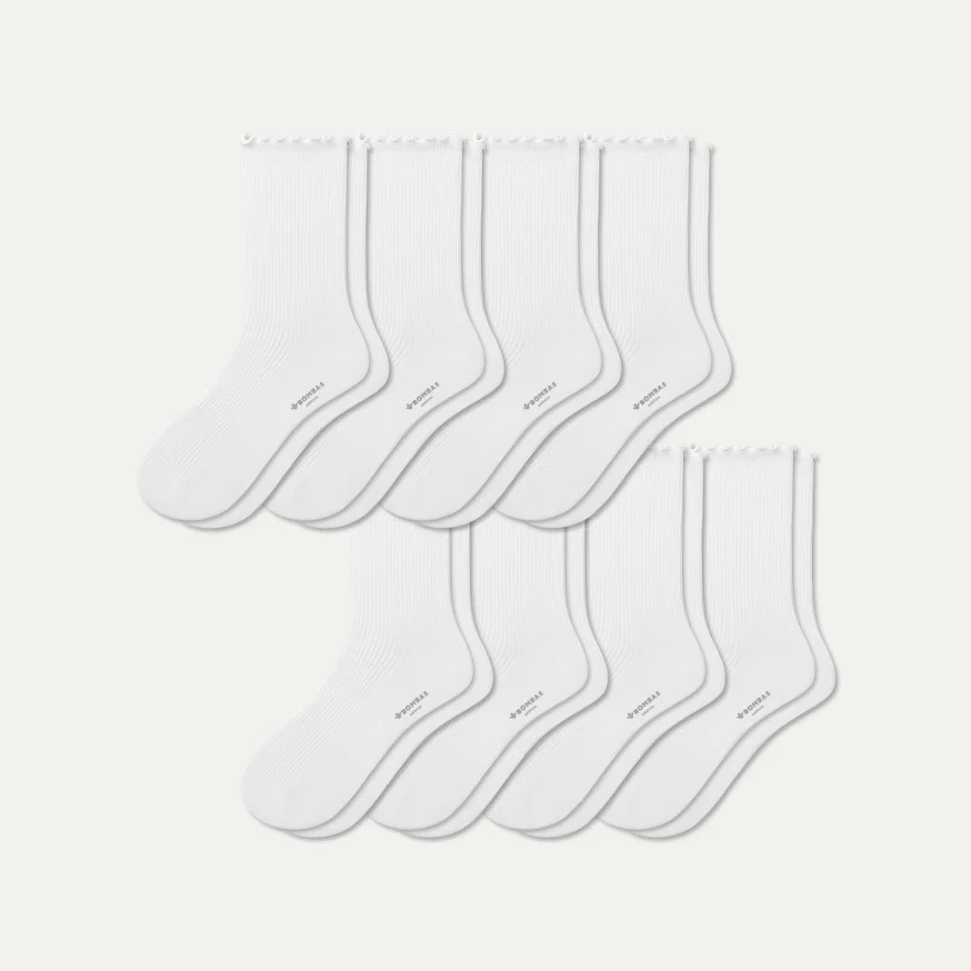 Women's Ruffle Rib Half Calf Sock 8-Pack - US 2768