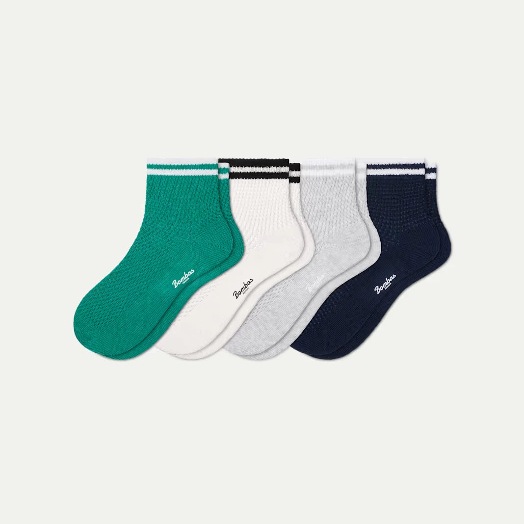 Women's Vintage Stripes Open Knit Quarter Sock 4-Pack - US 9560